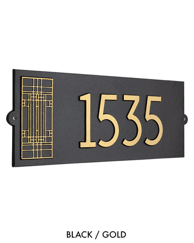 Frank Lloyd Wright Oak Park Modern House Address Plaque Black / Gold