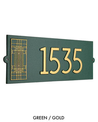 Frank Lloyd Wright Oak Park Modern House Address Plaque Green / Gold