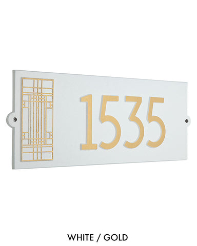 Frank Lloyd Wright Oak Park Modern House Address Plaque White / Gold