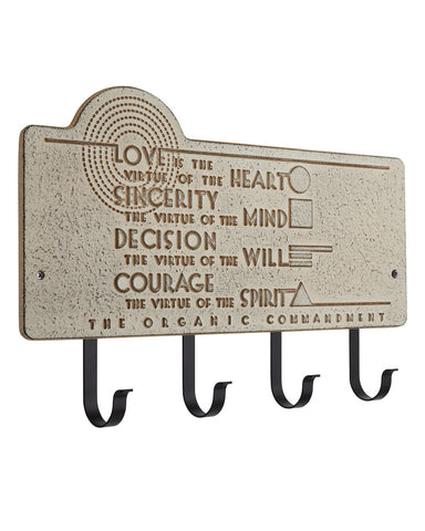 Frank Lloyd Wright Organic Commandments 4-Hook Wall Plaque Weathered Limestone