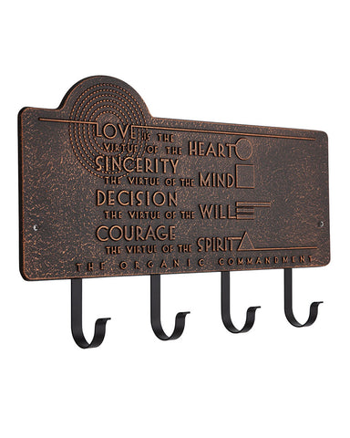 Frank Lloyd Wright Organic Commandments 4-Hook Wall Plaque Oil Rubbed Bronze