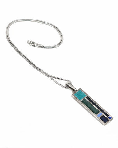 Prairie Window Design Pendant Necklace Blue