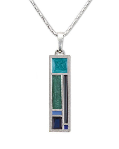 Prairie Window Design Pendant Necklace Blue