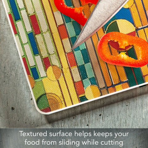 Frank Lloyd Wright Saguaro Forms Glass Cutting Board Close Up
