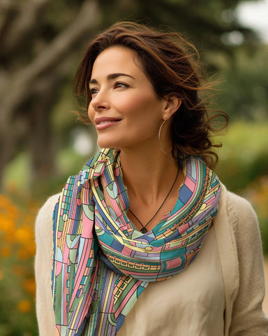 Frank Lloyd Wright Saguaro Silk Blend Shawl Style Shot