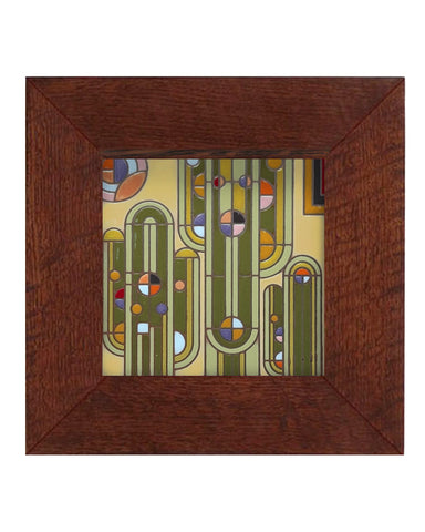 Carly Quinn Frank Lloyd Wright Saguaro Forms Oak Framed Ceramic Tile