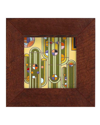 Carly Quinn Frank Lloyd Wright Saguaro Forms Oak Framed Ceramic Tile