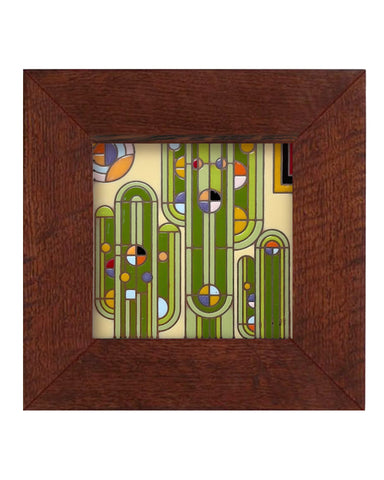 Carly Quinn Frank Lloyd Wright Saguaro Forms Oak Framed Ceramic Tile