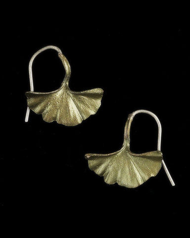 Single Ginkgo Leaf Bronze Earrings by Michael Michaud