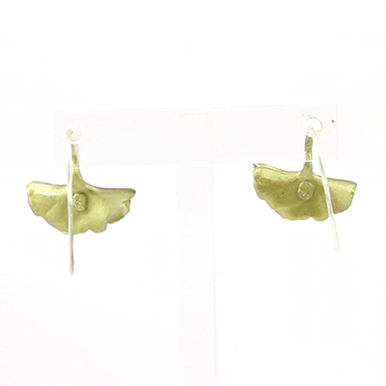 Single Ginkgo Leaf Bronze Earrings by Michael Michaud