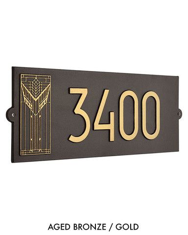 Frank Lloyd Wright Sumac House Number Plaque Aged Bronze / Gold