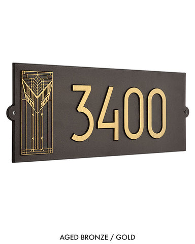 Frank Lloyd Wright Sumac House Number Plaque Aged Bronze / Gold