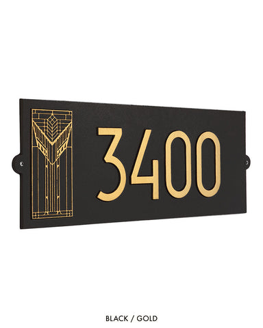 Frank Lloyd Wright Sumac House Number Plaque Black / Gold