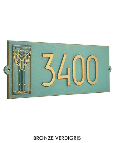Frank Lloyd Wright Sumac House Number Plaque Bronze Verdigris