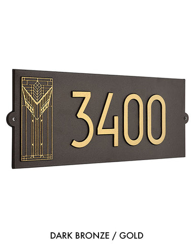 Frank Lloyd Wright Sumac House Number Plaque Dark Bronze / Gold