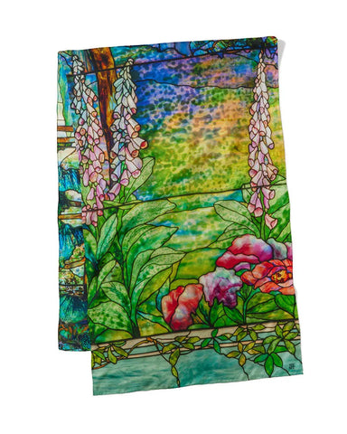 Met Museum Louis C. Tiffany Garden Landscape 100% Silk Scarf