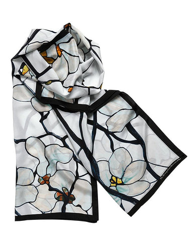 Tiffany White Magnolia Crepe de Chine Silk Scarf