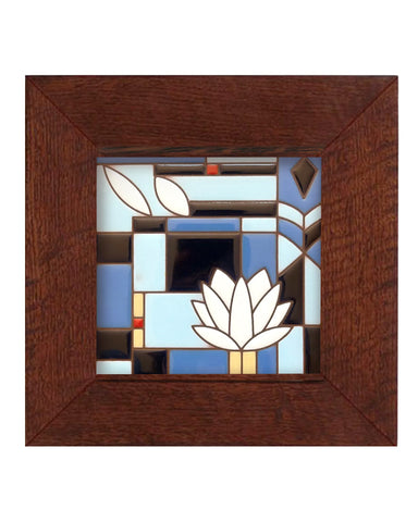 Carly Quinn Frank Lloyd Wright Waterlilies Oak Framed Ceramic Tile