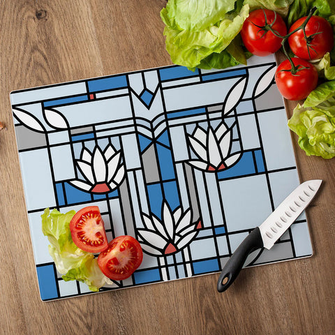 Frank Lloyd Wright Waterlilies Glass Cutting Board Style Shot