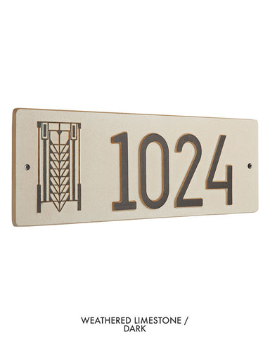 Frank Lloyd Wright Tree of Life Abstract House Number Plaque Weathered Limestone / Dark