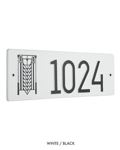 Frank Lloyd Wright Tree of Life Abstract House Number Plaque White / Black