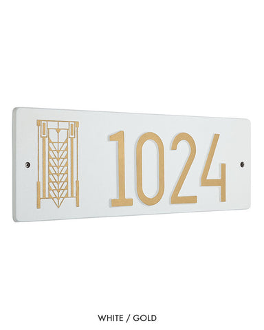 Frank Lloyd Wright Tree of Life Abstract House Number Plaque White / Gold
