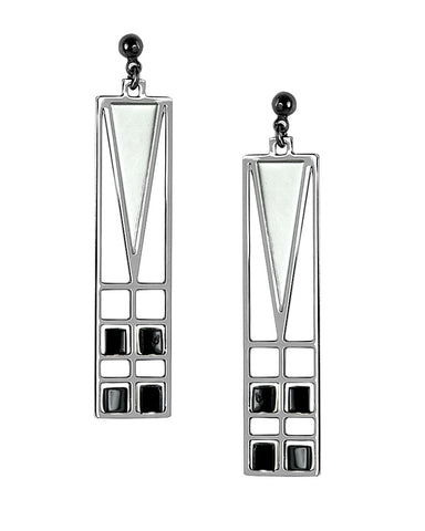 Frank Lloyd Wright Light Screen Chrome Enamel Earrings