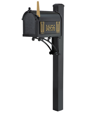 Frank Lloyd Wright Tree Of Life Custom Side Numbered Mailbox - Black / Gold