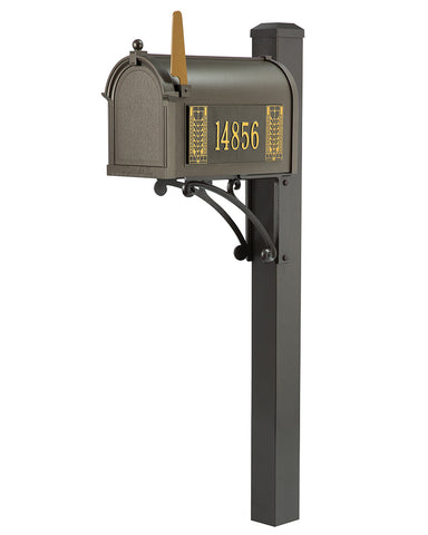 Frank Lloyd Wright Tree Of Life Custom Side Numbered Mailbox - Dark Bronze / Gold