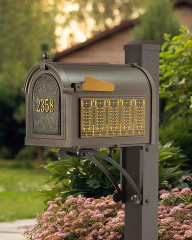 Frank Lloyd Wright Tree Of Life Custom Front Numbered Mailbox Style Shot - Dark Bronze / Gold