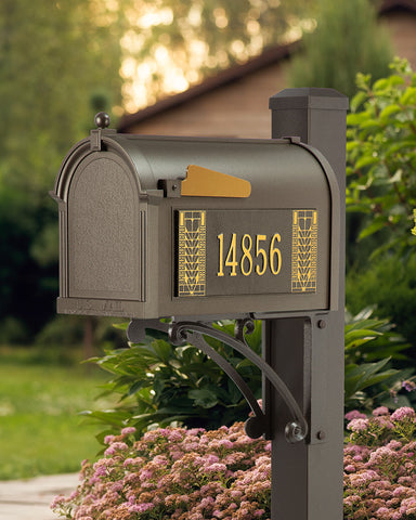 Frank Lloyd Wright Tree Of Life Custom Side Numbered Mailbox Style Shot - Dark Bronze / Gold