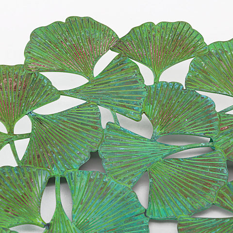 Arts & Crafts Ginkgo Leaf Brass with Verdigris Plate