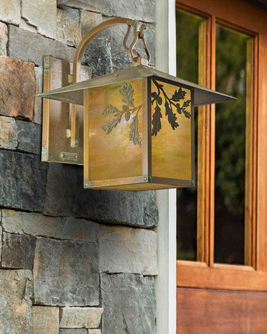 Brookdale Craftsman Brass Wall Sconce - New Verde & Gold Iridescent