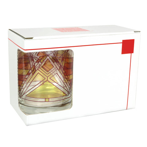 Frank Lloyd Wright Orange Butterfly DOF Tumblers Packaging