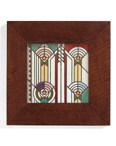 Carly Quinn Frank Lloyd Wright April Showers Oak Framed Ceramic Tile