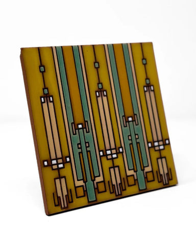 Carly Quinn Frank Lloyd Wright Coonley House Ceramic Art Tile Trivet Side View
