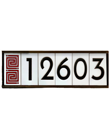 House number sign with the digits '12603' on a white background