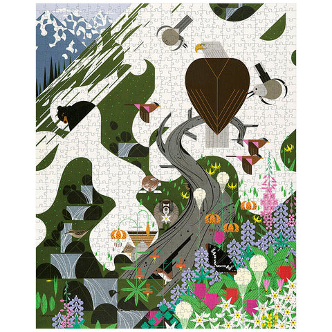 Charley Harper The Alpine Northwest 1000 Piece Jigsaw Puzzle Completed