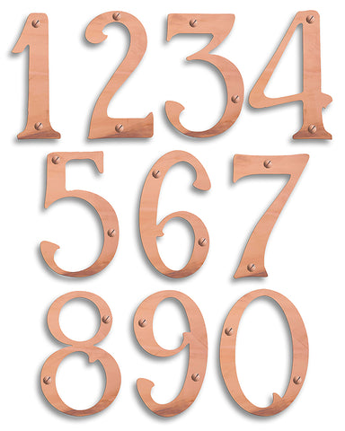 Craftsman Solid Brass House Numbers - 6" Old Penny