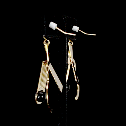 Cubist Guitar Black Glass Bead Earrings