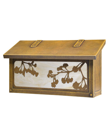 Craftsman Ginkgo Tree Brass Horizontal Mailbox