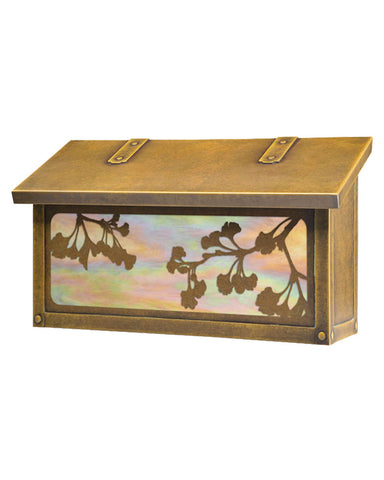 Craftsman Ginkgo Tree Brass Horizontal Mailbox