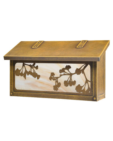 Craftsman Ginkgo Tree Brass Horizontal Mailbox