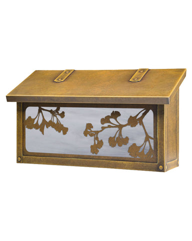 Craftsman Ginkgo Tree Brass Horizontal Mailbox