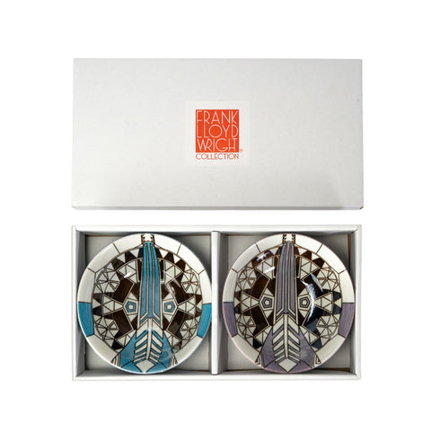 Frank Lloyd Wright Imperial Hotel Peacock Ceramic Bowls with Box