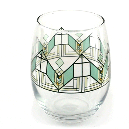 Frank Lloyd Wright Lake Geneva Stemless Wine Glasses (Set of 2)