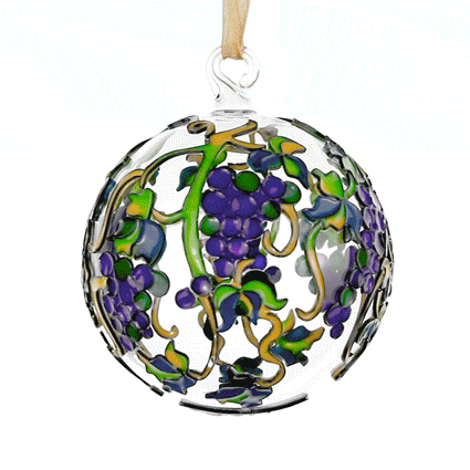 Tiffany Grapevine Cloisonné Blown Glass Ornament