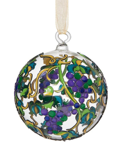 Tiffany Grapevine Cloisonné Blown Glass Ornament