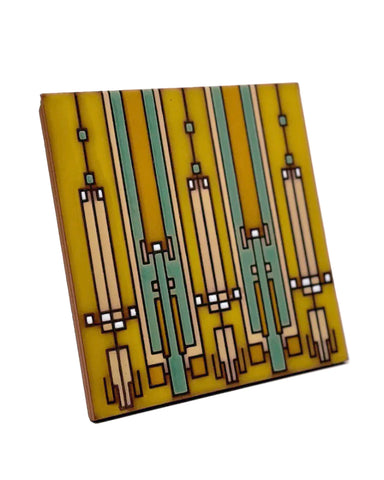 Carly Quinn Frank Lloyd Wright Coonley House Ceramic Art Tile Trivet Side View