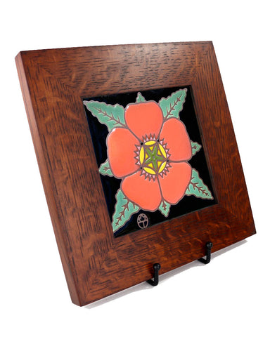 Carly Quinn Mallow Oak Framed Ceramic Tile